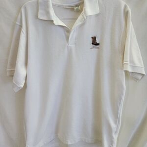 Vintage L.L. Bean Men's Short Sleeve Polo Beige Embroidered Boot Logo